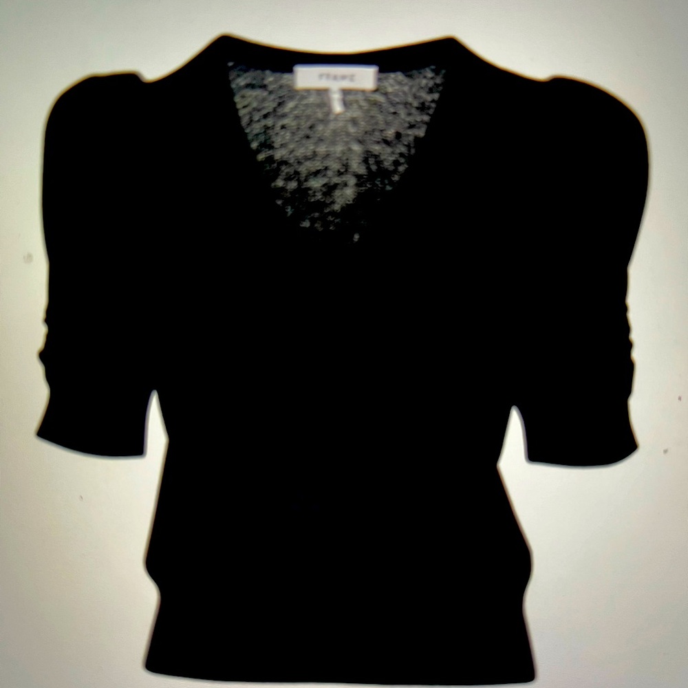 Frame 100% Cashmere Puffed Sleeve Sweater, V Neck